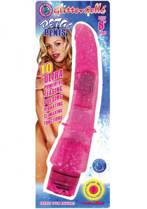 Glitter Gelle Petal Penis Jelly Vibe Waterproof 8 Inch Pink