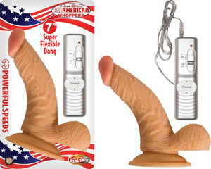 All American Whopper Vibrating 7 Inches Dildo, Balls Beige