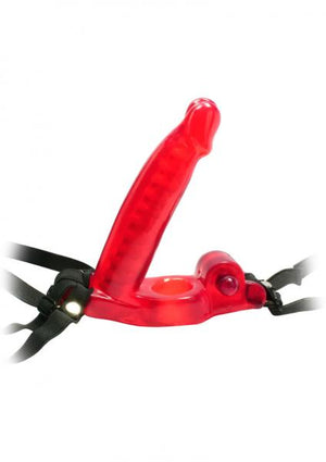 Double Penetrator Strap On Cock Ring Red