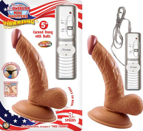 Latin American Mini Whoppers 5 Inches Vibrating Dong, Balls Brown