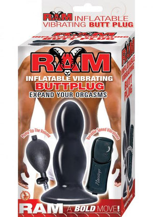 Ram Inflatable Vibrating Butt Plug Black