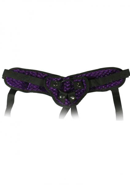 Harness The Moment Velvet Strap On Corset Purple