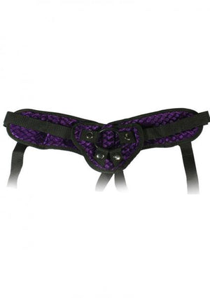 Harness The Moment Velvet Strap On Corset Purple