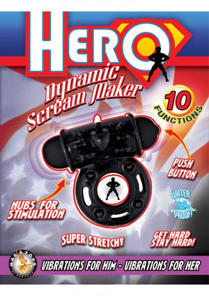 Hero Dynamic Scream Maker Cockring Waterproof Black