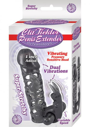 Clit Tickler Penis Extender Vibrating Sleeve Black