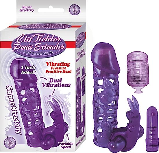 Clit Tickler Penis Extender Vibrating Sleeve Purple