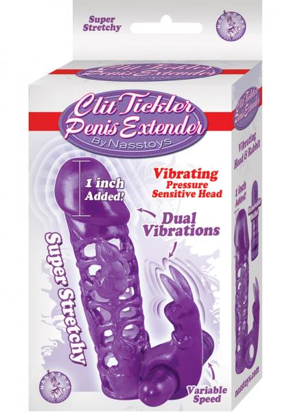 Clit Tickler Penis Extender Vibrating Sleeve Purple