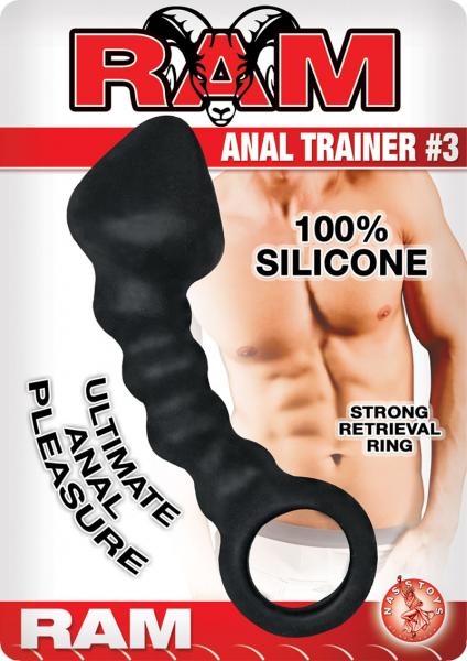 Ram Anal Trainer #3 Silicone Anal Beads 5.5 Inch Black