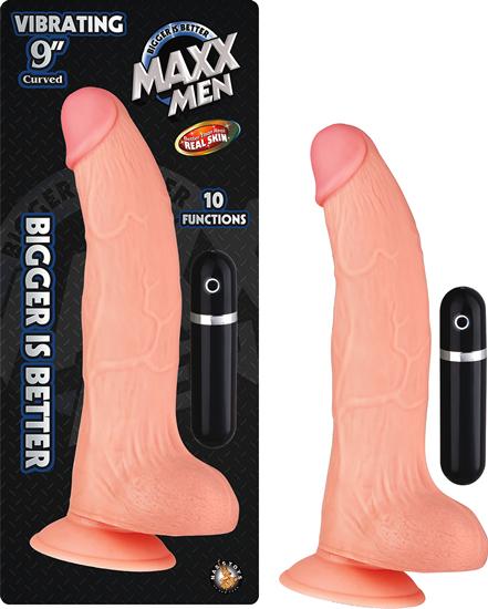 Maxx Men Vibrating 9 Inches Curved Dong Beige