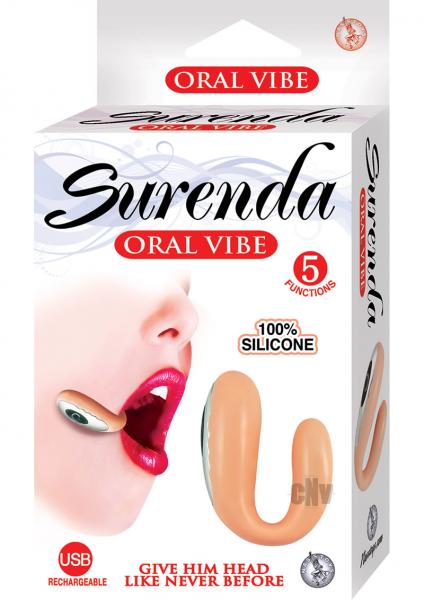 Surenda Silicone Oral Vibe 5 Function Usb Rechargeable Waterproof Beige