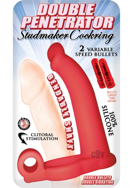 Double Penetrator Studmaker Cockring Red