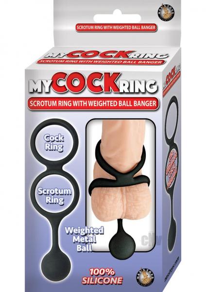 My Cockring Scrotum Ring With Weighted Ball Black