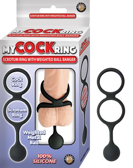 My Cockring Scrotum Ring With Weighted Ball Black