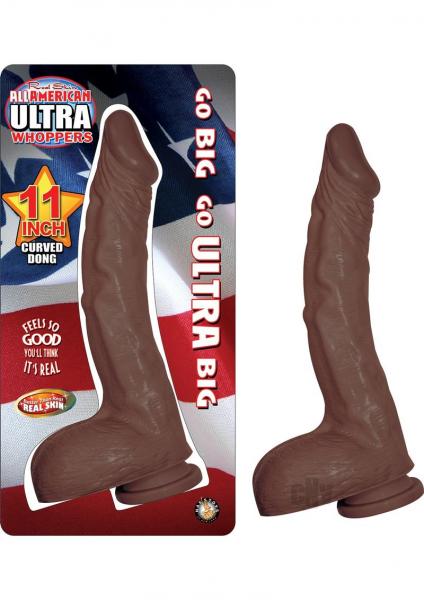 All American Ultra Whoppers 11 Inches Curved Dong Brown