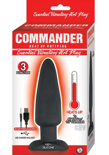 Commander Essential Vibrating Hot Butt Plug Black