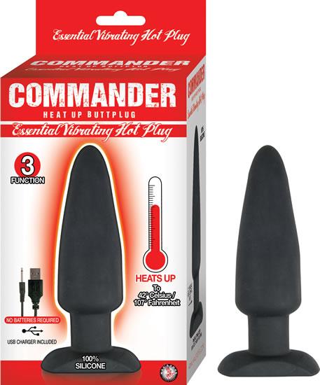 Commander Essential Vibrating Hot Butt Plug Black