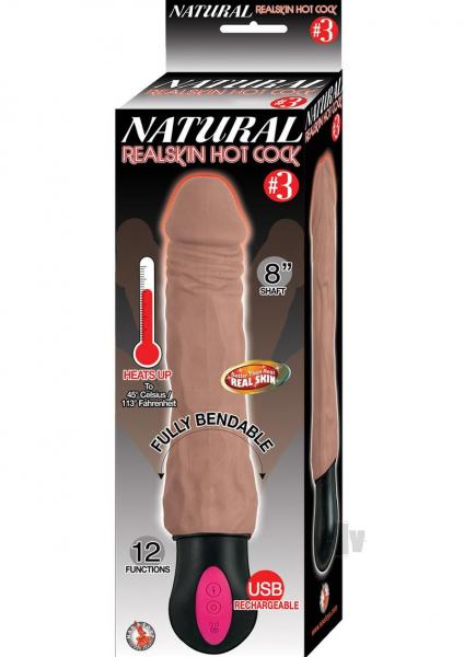 Natural Realskin Hot Cock #3 Brown Vibrating Dildo
