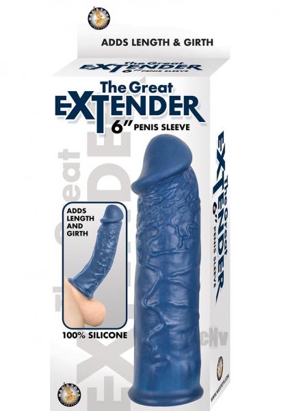 The Great Extender 6 Inches Penis Sleeve Blue