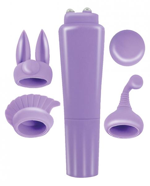 Intense Clit Teaser Kit Purple Mini Massager With 4 Heads