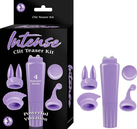 Intense Clit Teaser Kit Purple Mini Massager With 4 Heads