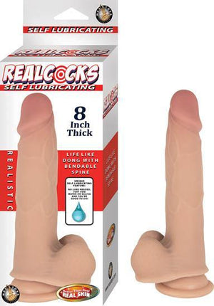Realcocks Self Lubricating 8 Inches Thick Beige Dildo