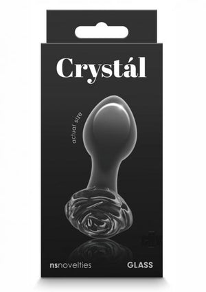 Crystal Rose Glass Anal Plug Black