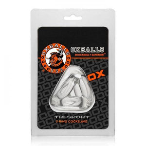 Oxballs Atomic Jock Tri Sport 3 Ring Sling Cockring Clear