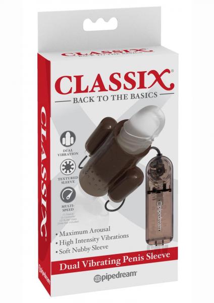 Classix Dual Vibrating Penis Sleeve Smoke