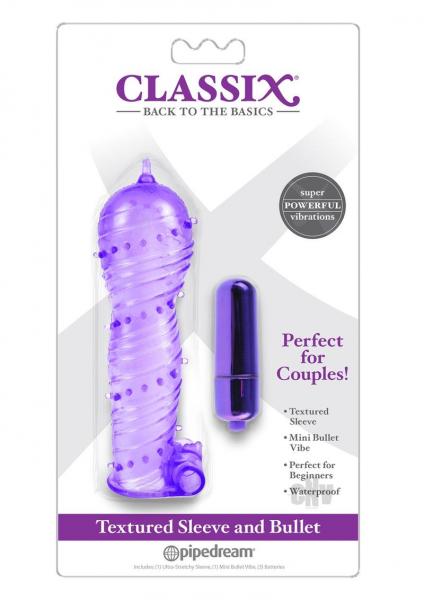 Classix Textured Sleeve & Bullet Vibrator Purple