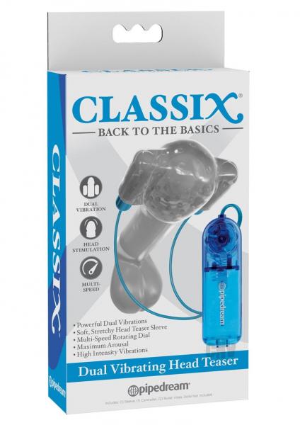 Classix Dual Vibrating Head Teaser Sleeve Blue