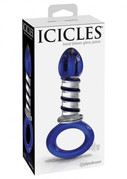 Icicles No 81 Blue Glass Massager With Ring End