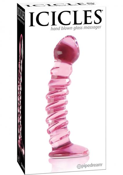 Icicles Hand Blown Glass Massager No 28 Pink