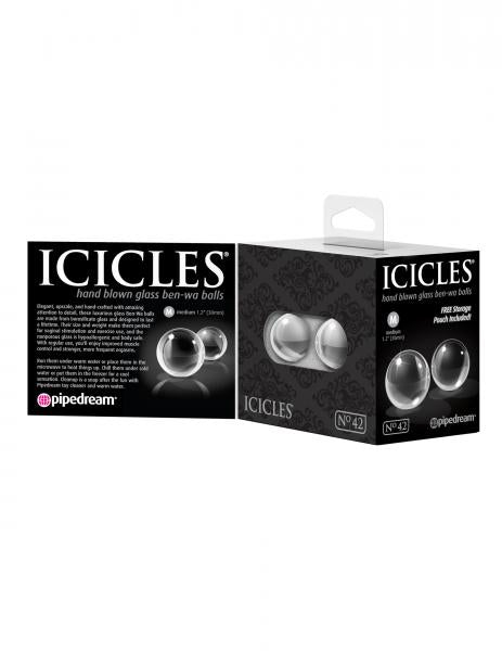 Icicles No 42 Ben Wa Balls Glass Clear Medium