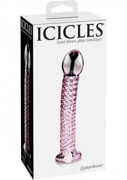 Icicles No 53 Textured Glass Probe Pink 6.75 Inches