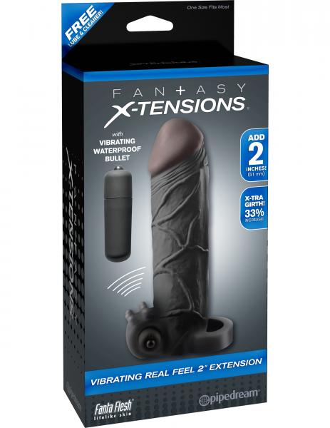 Vibrating Real Feel 2 Inches Extension Black