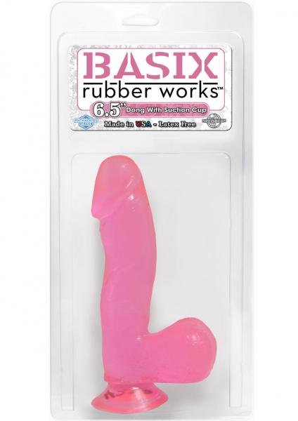 Basix Rubber 6.5 Inches Dong Suction Cup Pink