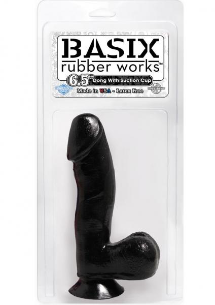 Basix Rubber Works 6.5 Inch Dong With Suction Cup Black