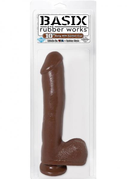 Basix Rubber Works 10 Inches Dong Suction Cup Brown