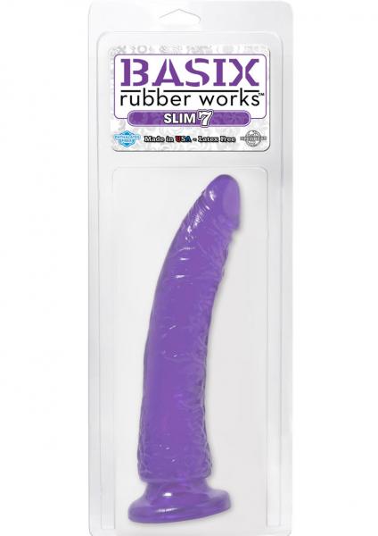 Basix Rubber Works Slim 7 Inches Suction Cup Dong Purple