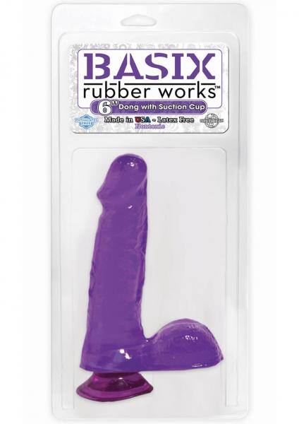 Basix Dong With Suction Cup 6 Inches Purple