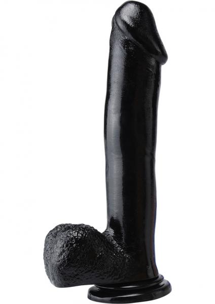 Basix Rubber 12 Inch Dong With Suction Cup Black