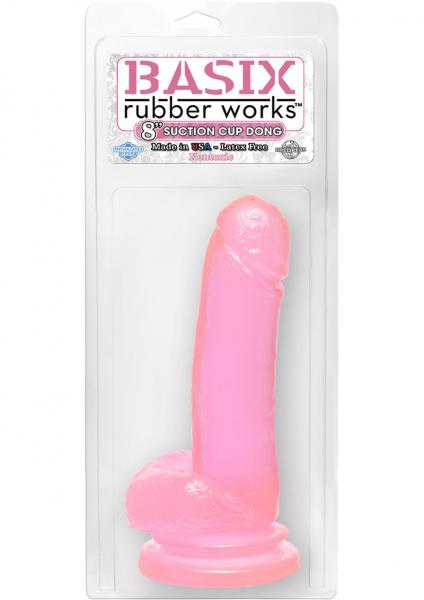Basix Rubber Works 8 Inches Pink Suction Cup Dong