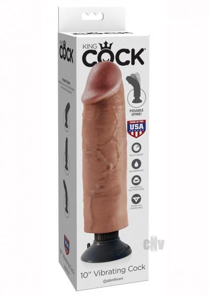 King Cock 10 Inches Vibrating Tan Dildo