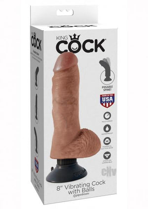 King Cock 8 Inches Vibrating Dildo With Balls Tan