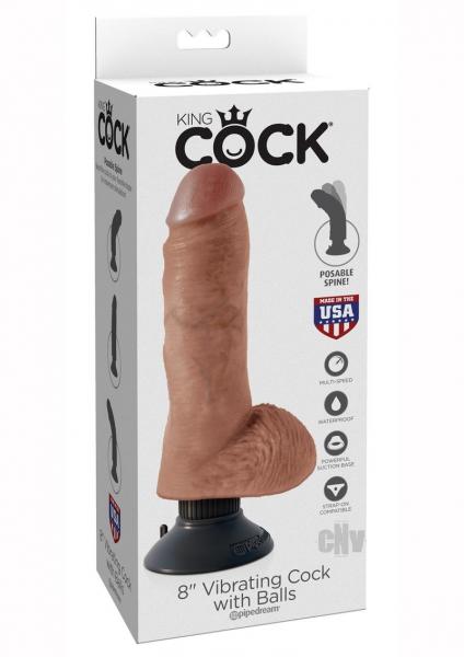 King Cock 8 Inches Vibrating Dildo With Balls Tan