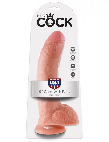 King Cock 9 Inches Cock Balls Beige