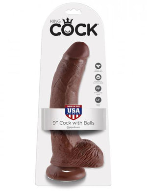 King Cock 9 Inches Cock Balls Brown