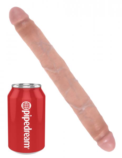 King Cock 12" Slim Double Dildo Beige