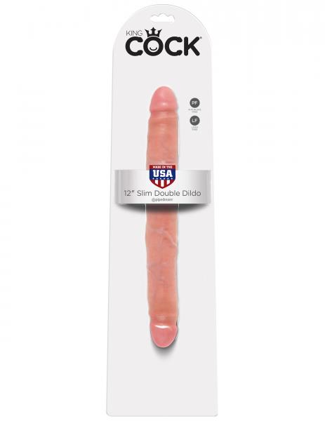 King Cock 12" Slim Double Dildo Beige