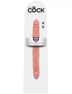 King Cock 12" Slim Double Dildo Beige
